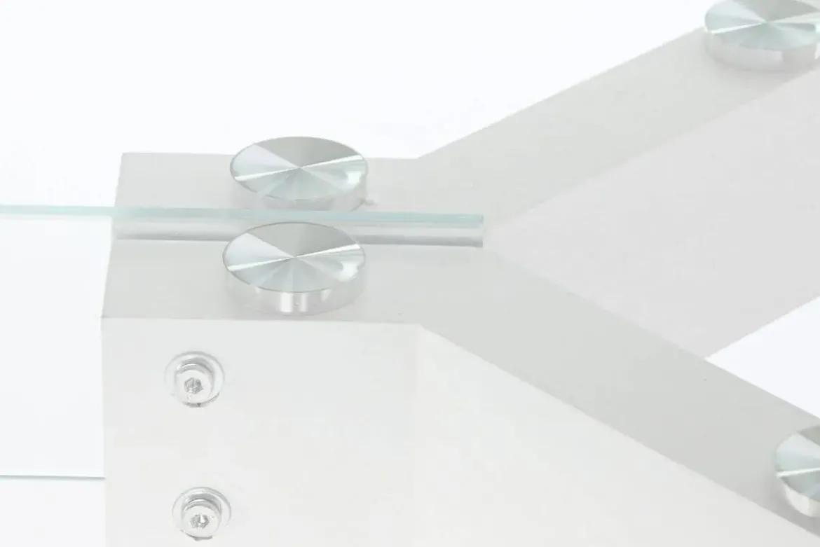 Mesa de Comedor de Cristal Templado Blanco con Patas MDF MB-207701