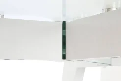 Mesa de Comedor de Cristal Templado Blanco con Patas MDF MB-207701