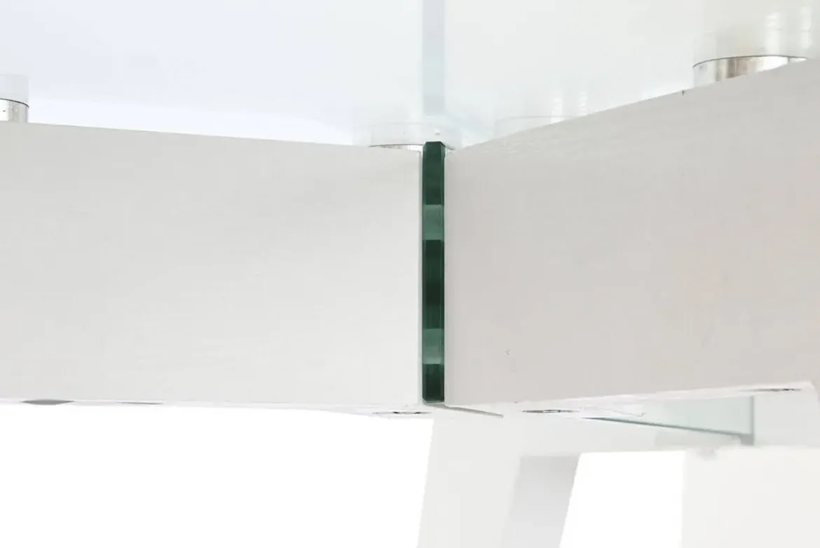 Mesa de Comedor de Cristal Templado Blanco con Patas MDF MB-207701