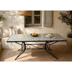 Mesa de Comedor de Forja con Cerámica Diseño Mosaico MB-224506
