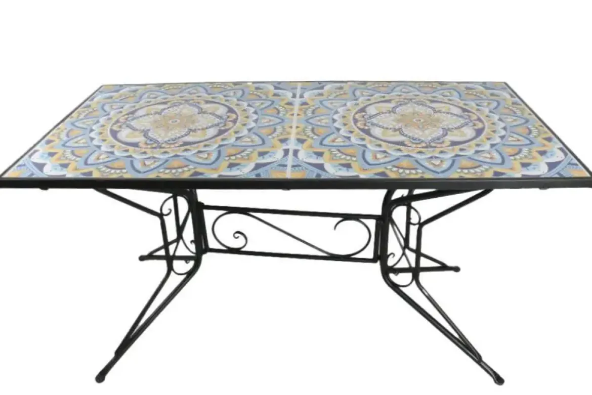 Mesa de Comedor de Forja con Cerámica Diseño Mosaico MB-224506