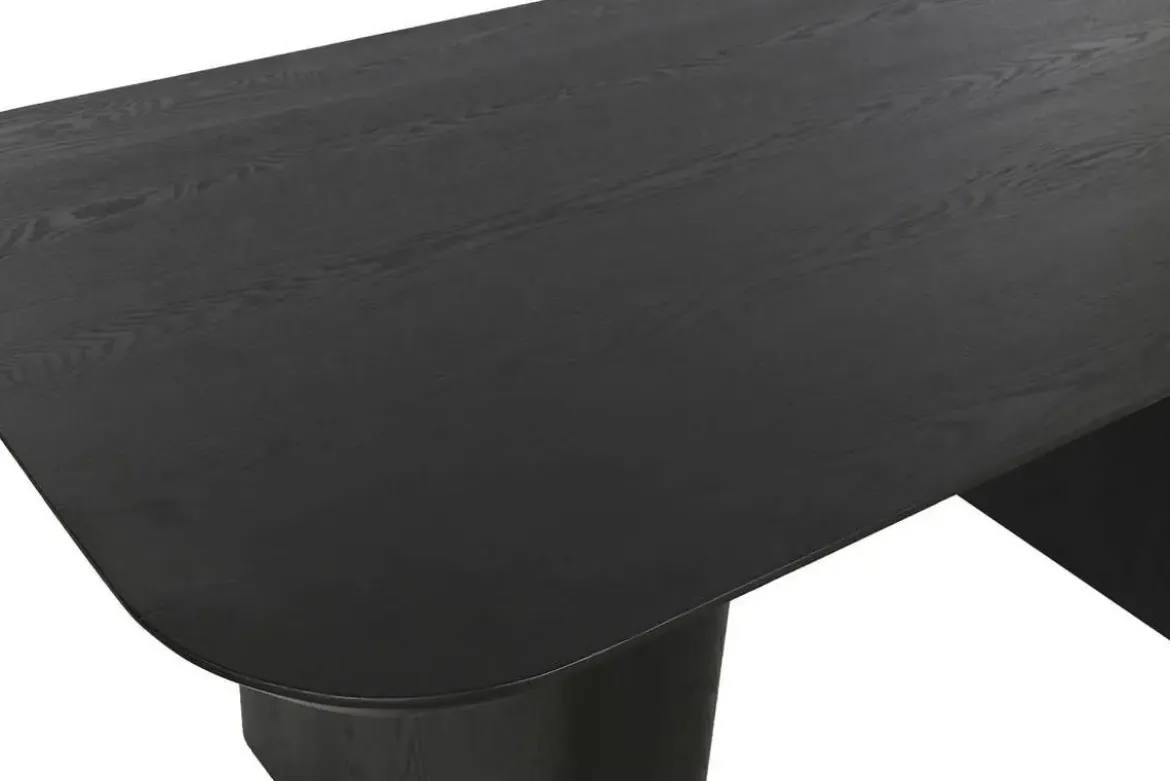 Mesa de Comedor de Madera de Abeto Negra para 6 Personas MB-226714