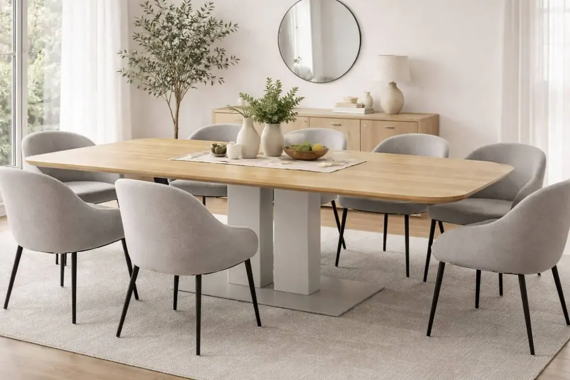 Mesa de Comedor de Madera de Acacia y Metal 240 cm MB-227288