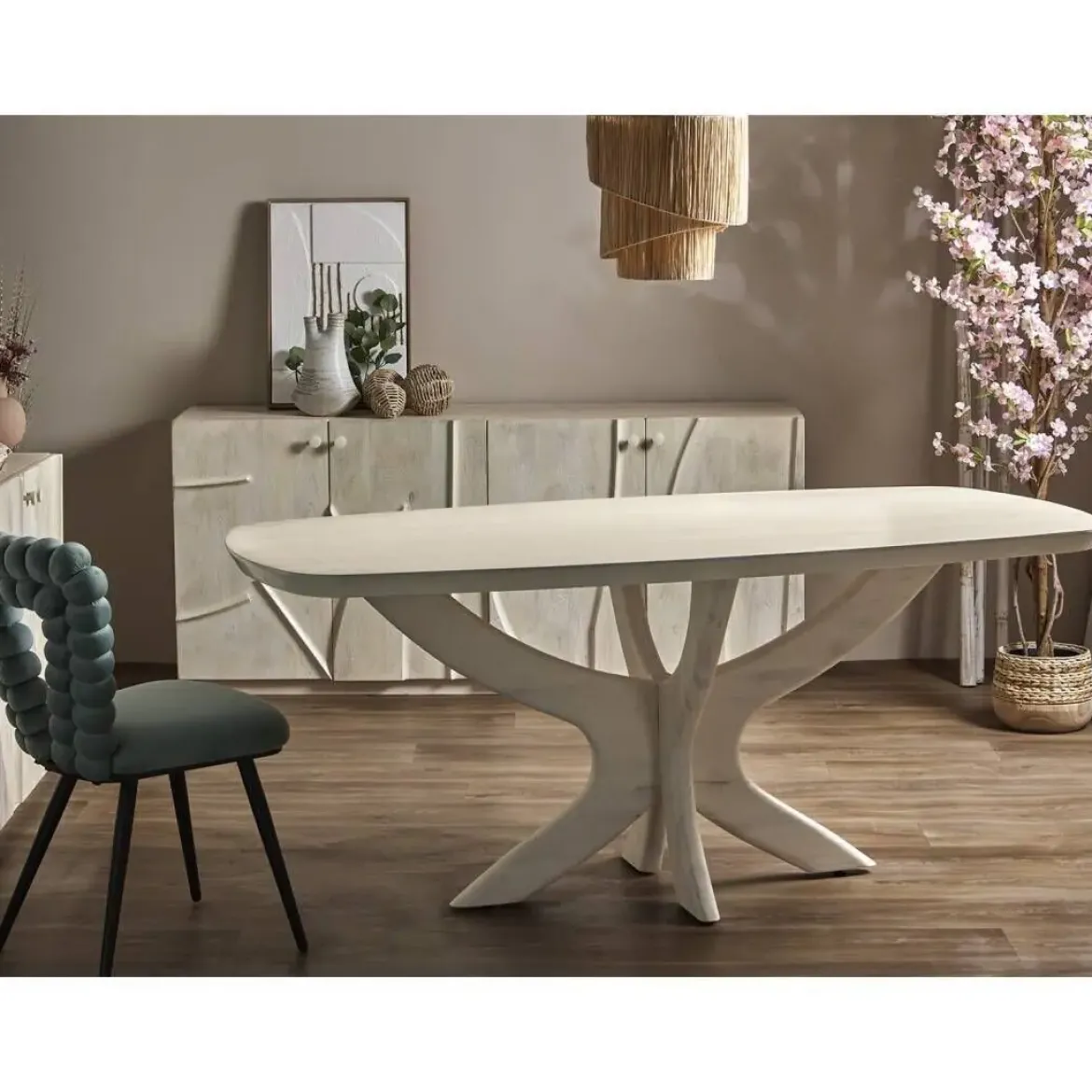 Mesa de Comedor de Madera de Mango 180x90 cm ISHAQ 35-183