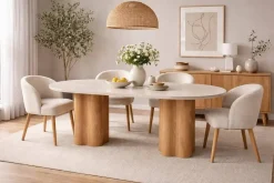 Mesa de Comedor de MDF con Superficie de Granito Marrón Claro MB-226673