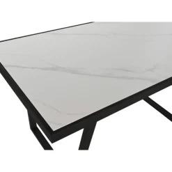 Mesa de Comedor de Metal y Piedra Sintetizada Color Blanco y Negro MB-208952