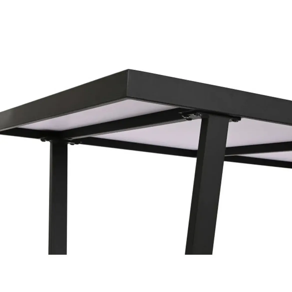 Mesa de Comedor de Metal y Piedra Sintetizada Color Blanco y Negro MB-208952