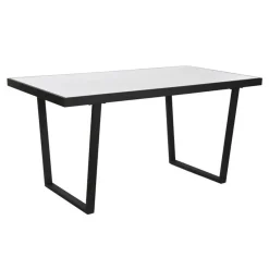 Mesa de Comedor de Metal y Piedra Sintetizada Color Blanco y Negro MB-208952