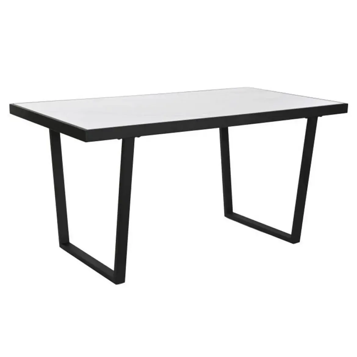 Mesa de Comedor de Metal y Piedra Sintetizada Color Blanco y Negro MB-208952