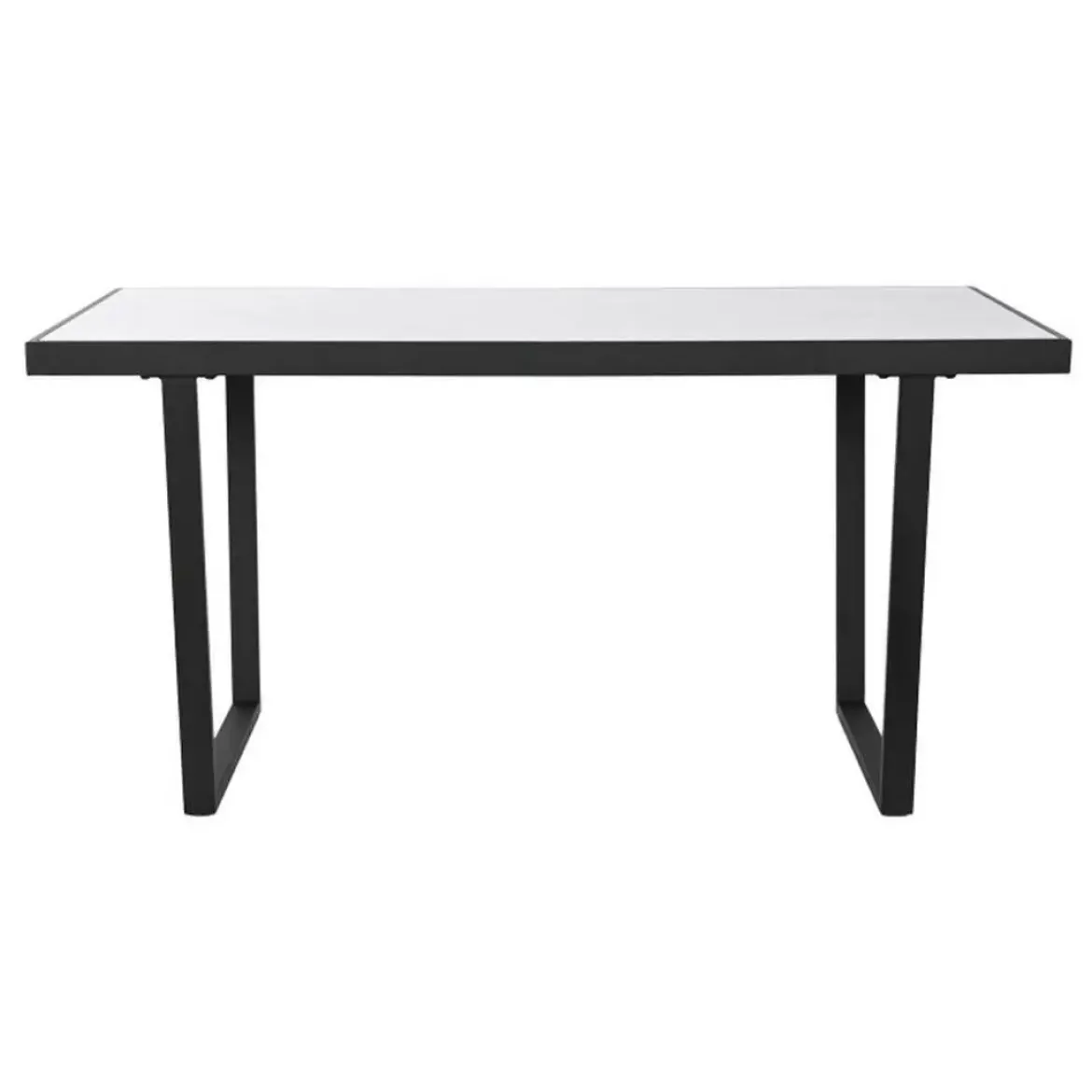 Mesa de Comedor de Metal y Piedra Sintetizada Color Blanco y Negro MB-208952