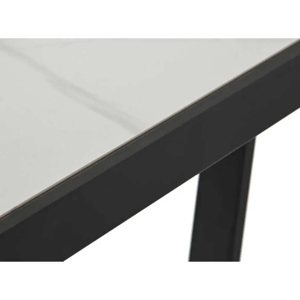 Mesa de Comedor de Metal y Piedra Sintetizada Color Blanco y Negro MB-208952
