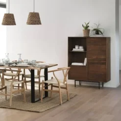 Mesa de comedor de 160x90 cm en madera maciza de acacia color natural GABAR 10832