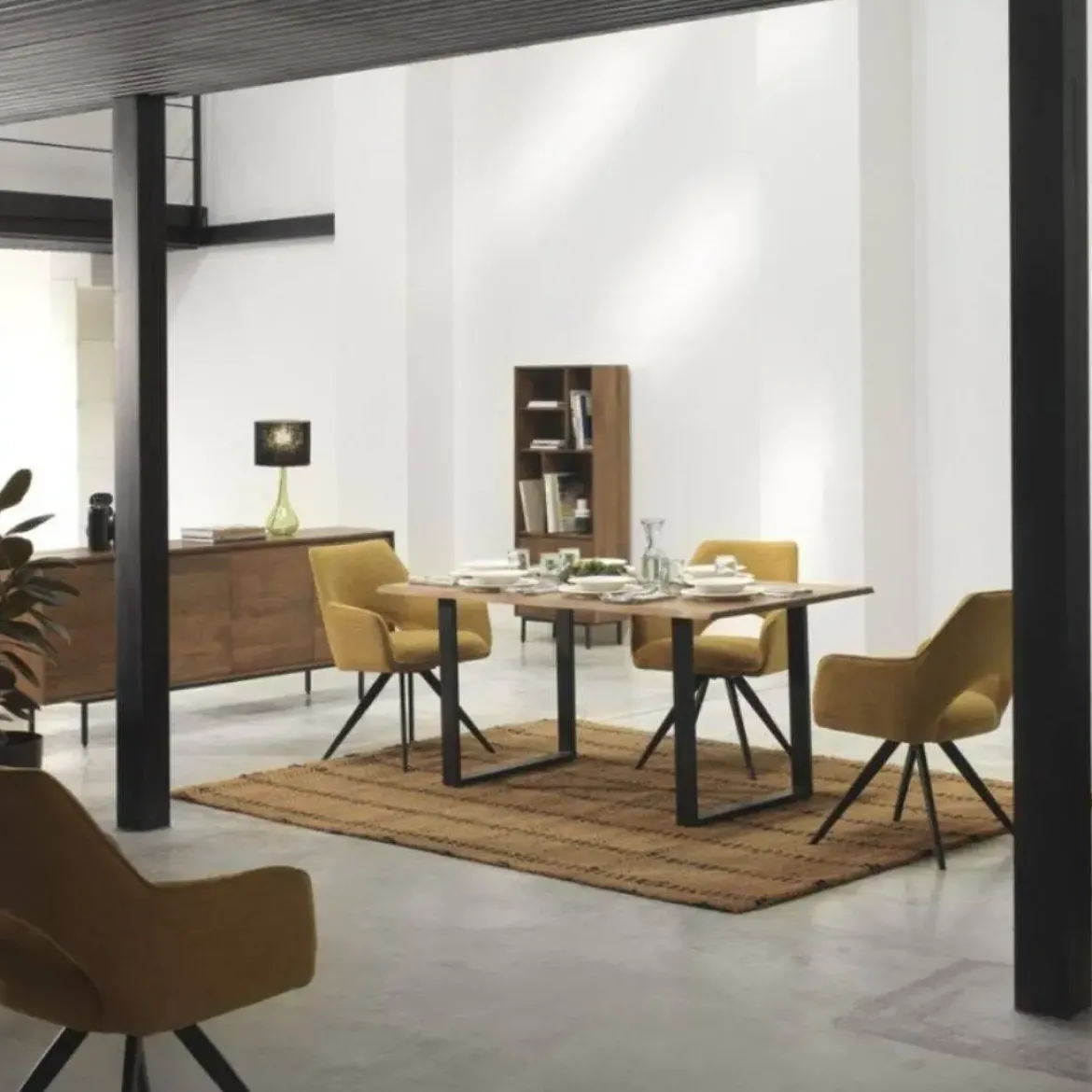 Mesa de comedor de 160x90 cm en madera maciza de acacia color natural GABAR 10832
