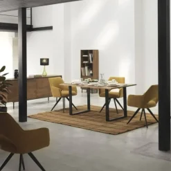 Mesa de comedor de 180x90 cm en madera maciza de acacia color natural GABAR 10833