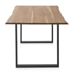 Mesa de comedor de 180x90 cm en madera maciza de acacia color natural GABAR 10833