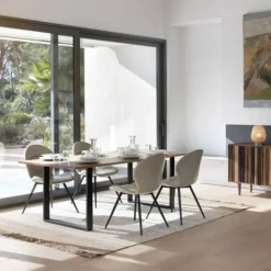Mesa de comedor de 200x100 cm en madera maciza de acacia color natural GABAR 10834