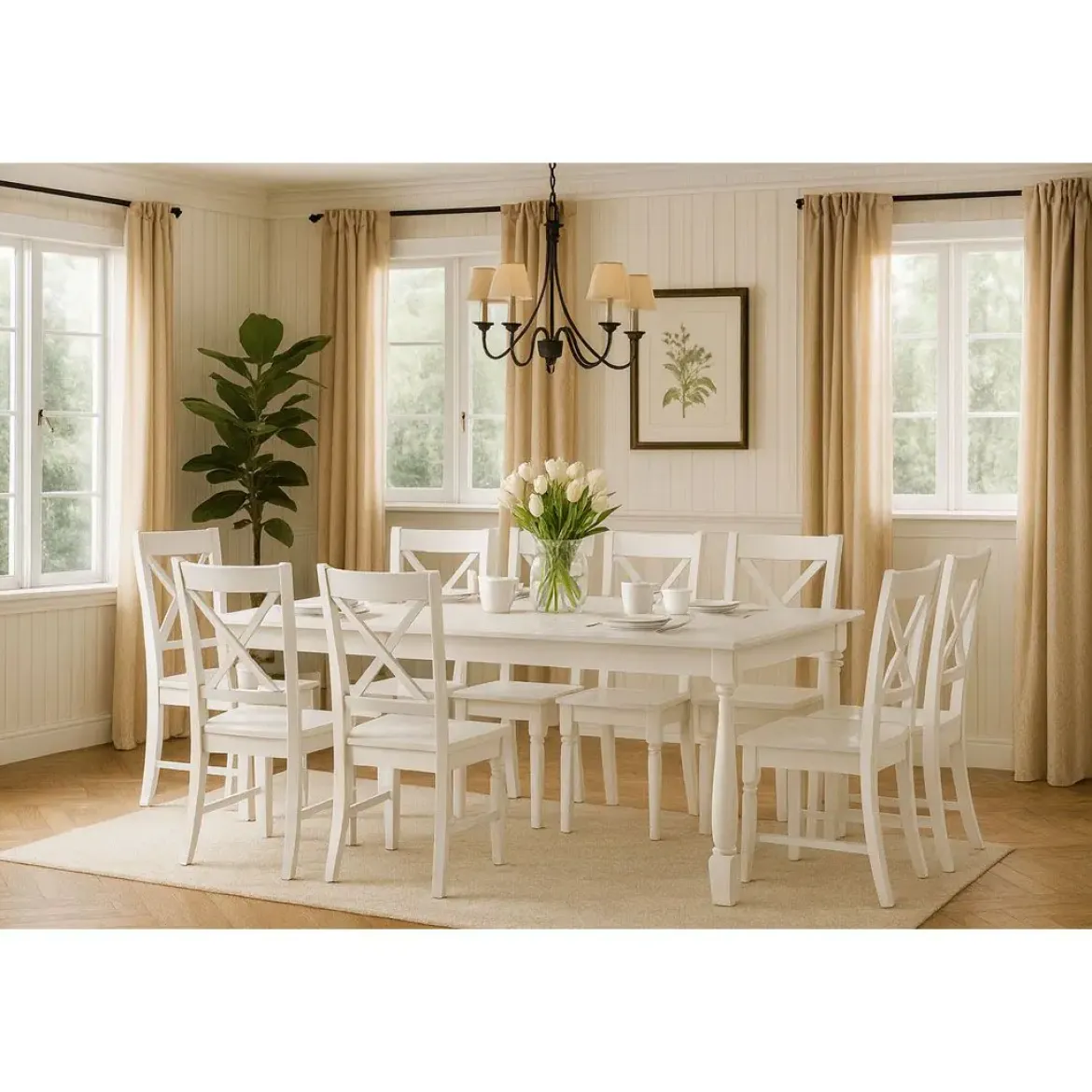 Mesa de Comedor en Madera Blanca 180 cm MB-196118