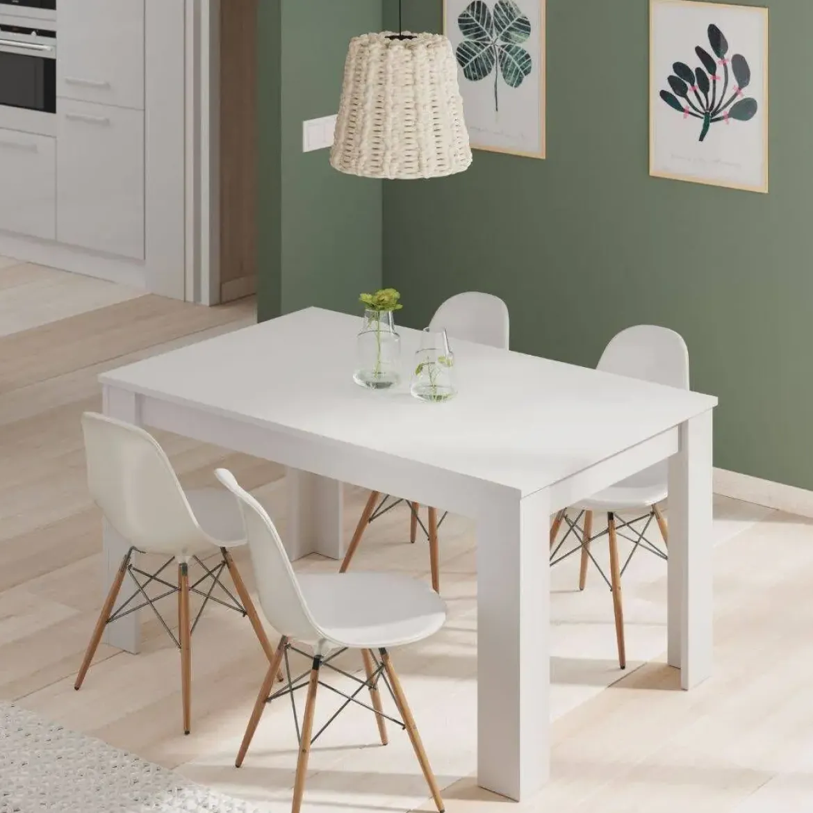 Mesa de comedor extensible blanca artik 004586A