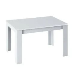 Mesa de comedor extensible blanca brillante de melamina 004586BO