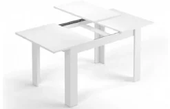 Mesa de comedor extensible blanca brillante de melamina 004586BO