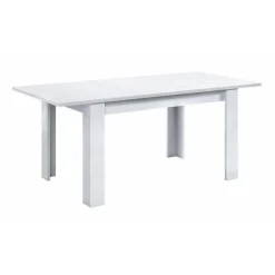 Mesa de comedor extensible blanca brillante de melamina 004586BO