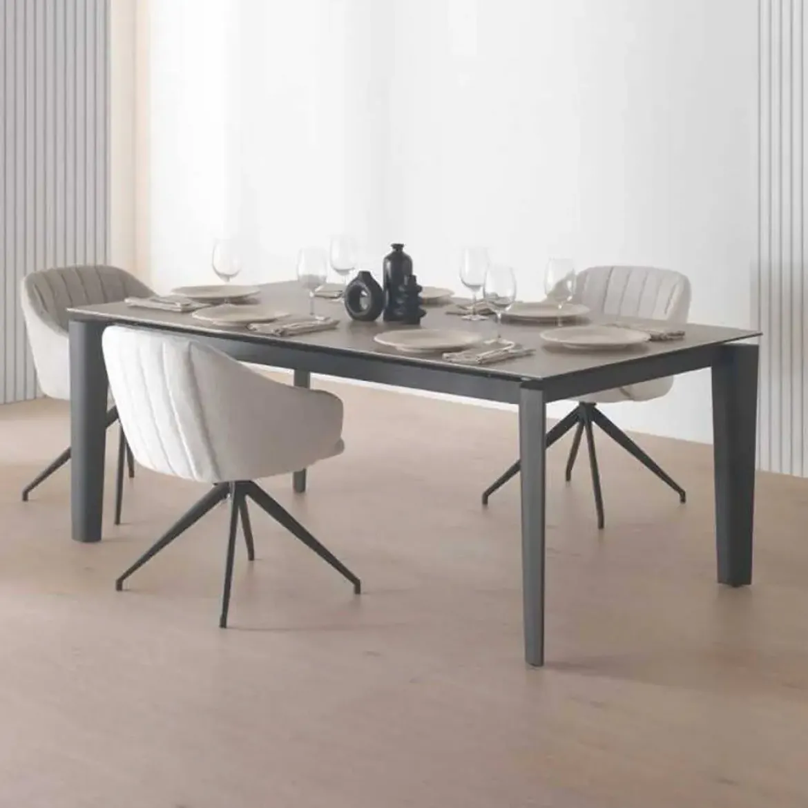 Mesa de Comedor Extensible Cerámica Fior di Bosco Negra GABAR 11605