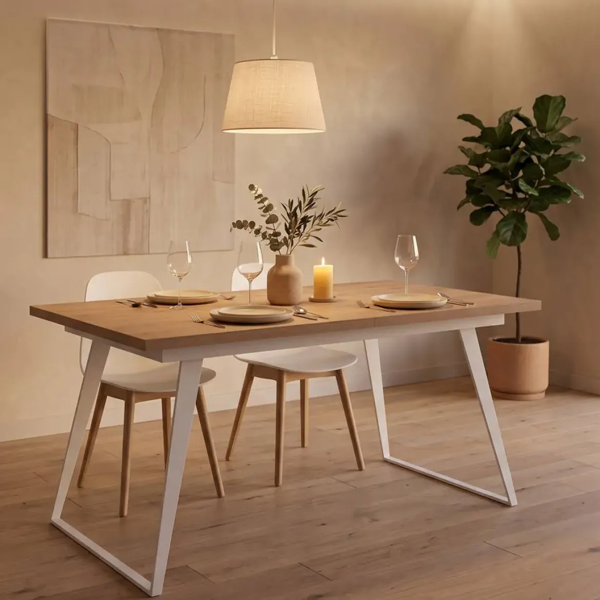 Mesa de Comedor Extensible con Tablero Melaminizado NIM