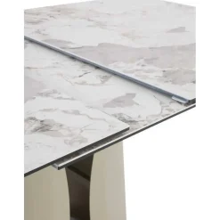 Mesa de Comedor Extensible con Pie Central Metálico Taupe GABAR 11602