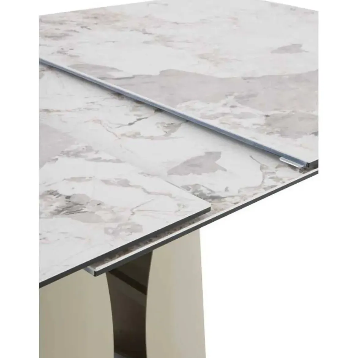 Mesa de Comedor Extensible con Pie Central Metálico Taupe GABAR 11602
