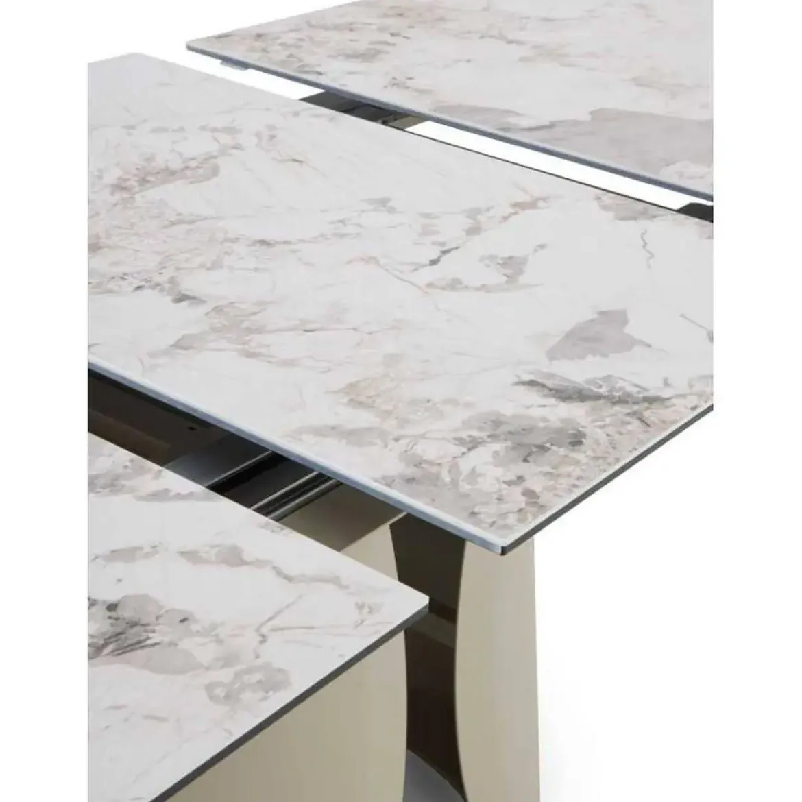 Mesa de Comedor Extensible con Pie Central Metálico Taupe GABAR 11602