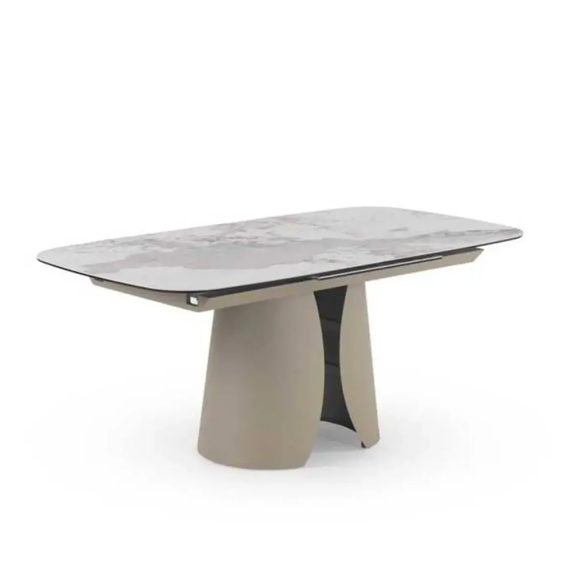 Mesa de Comedor Extensible con Pie Central Metálico Taupe GABAR 11602