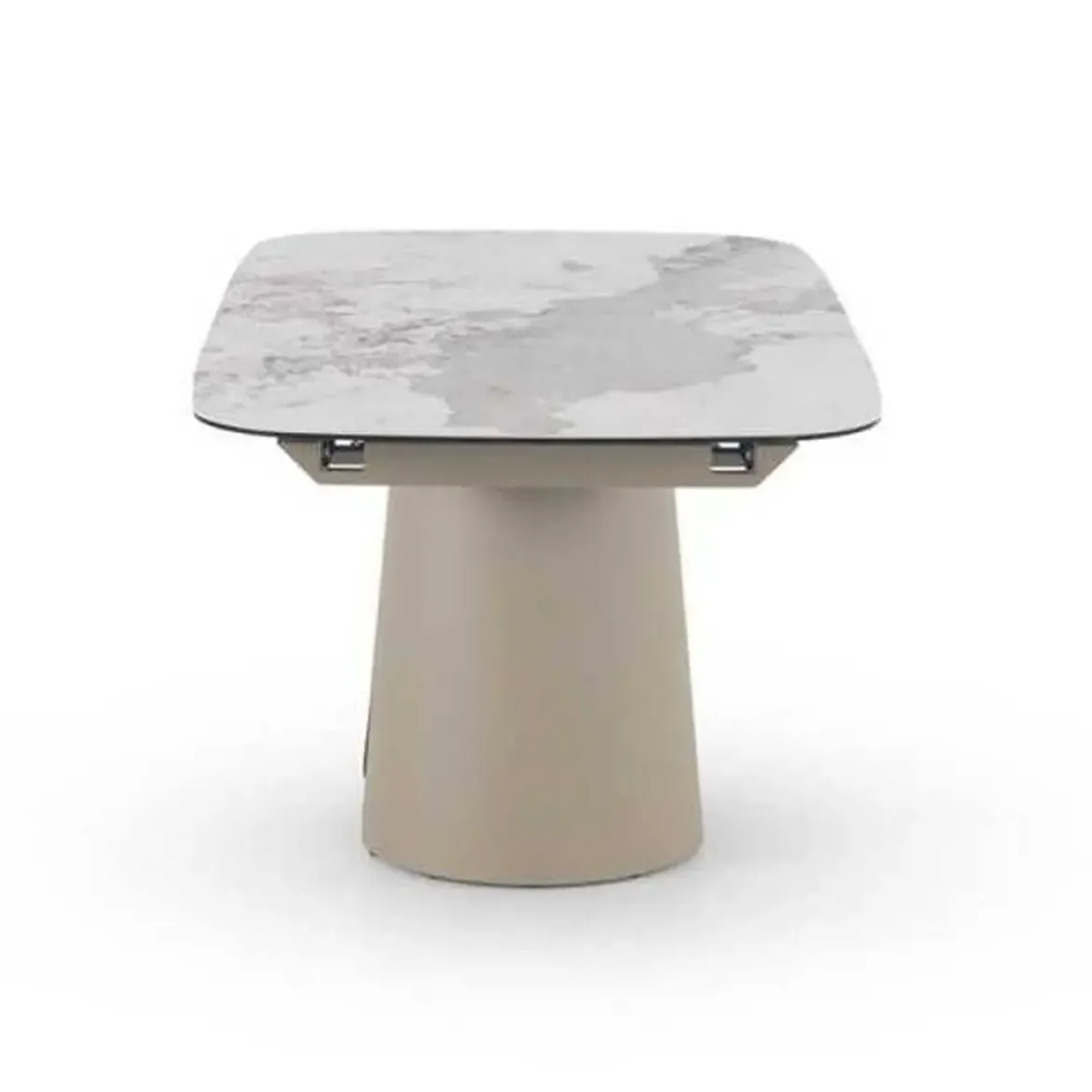 Mesa de Comedor Extensible con Pie Central Metálico Taupe GABAR 11602