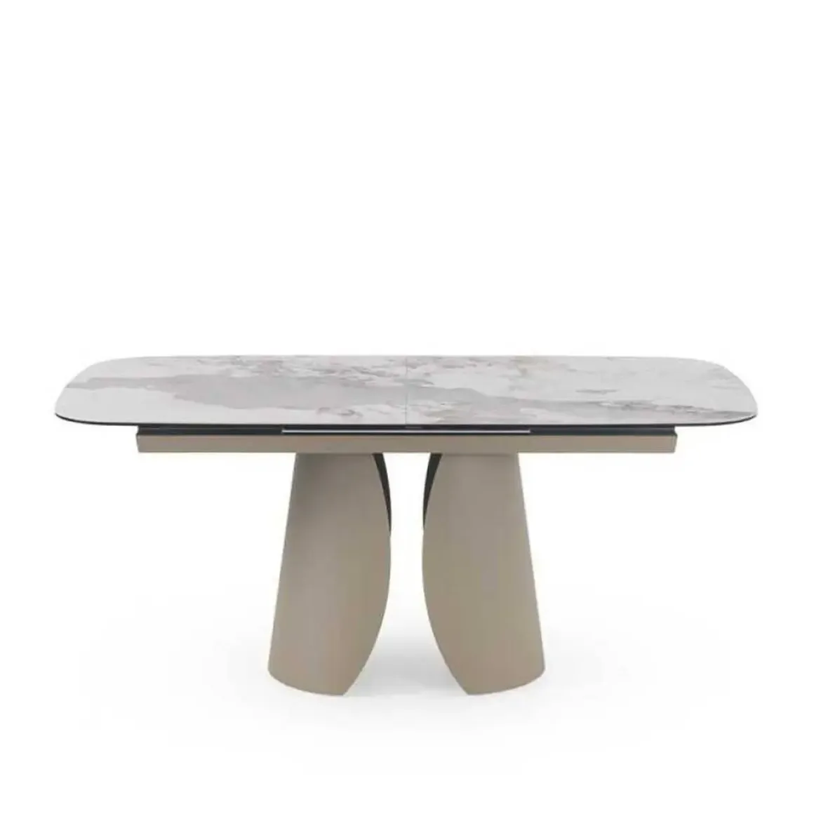 Mesa de Comedor Extensible con Pie Central Metálico Taupe GABAR 11602