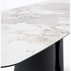 Mesa de Comedor Extensible con Pie Central Metálico Negro GABAR 11603
