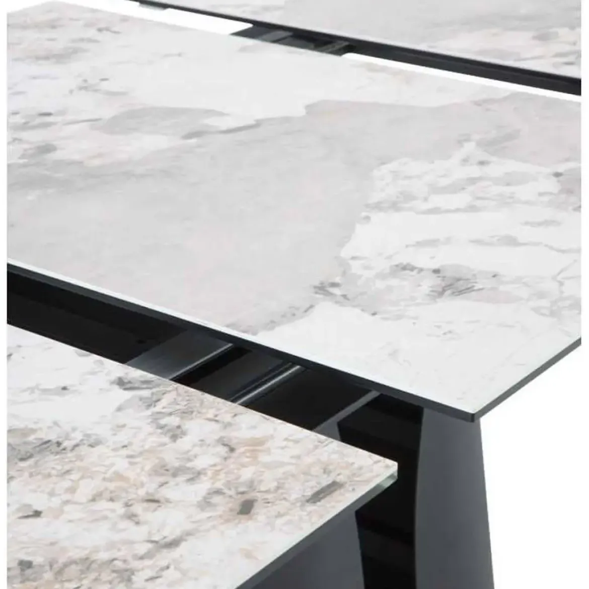 Mesa de Comedor Extensible con Pie Central Metálico Negro GABAR 11603