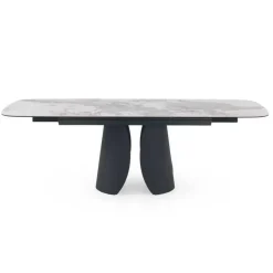 Mesa de Comedor Extensible con Pie Central Metálico Negro GABAR 11603