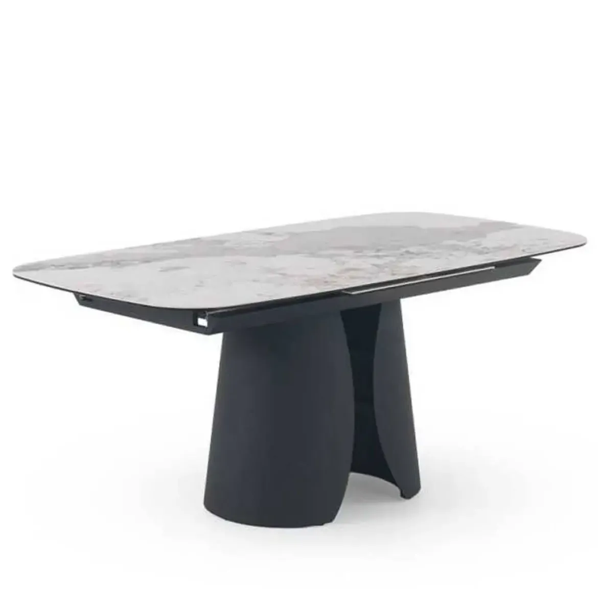 Mesa de Comedor Extensible con Pie Central Metálico Negro GABAR 11603