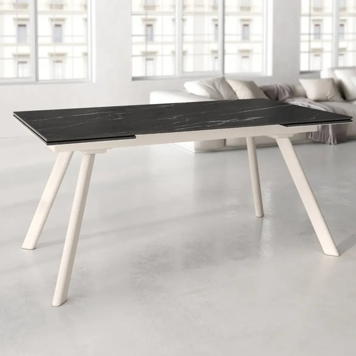 Mesa de Comedor Extensible con Estructura de Metal Marfil TASMAN