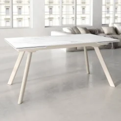 Mesa de Comedor Extensible con Estructura de Metal Marfil TASMAN