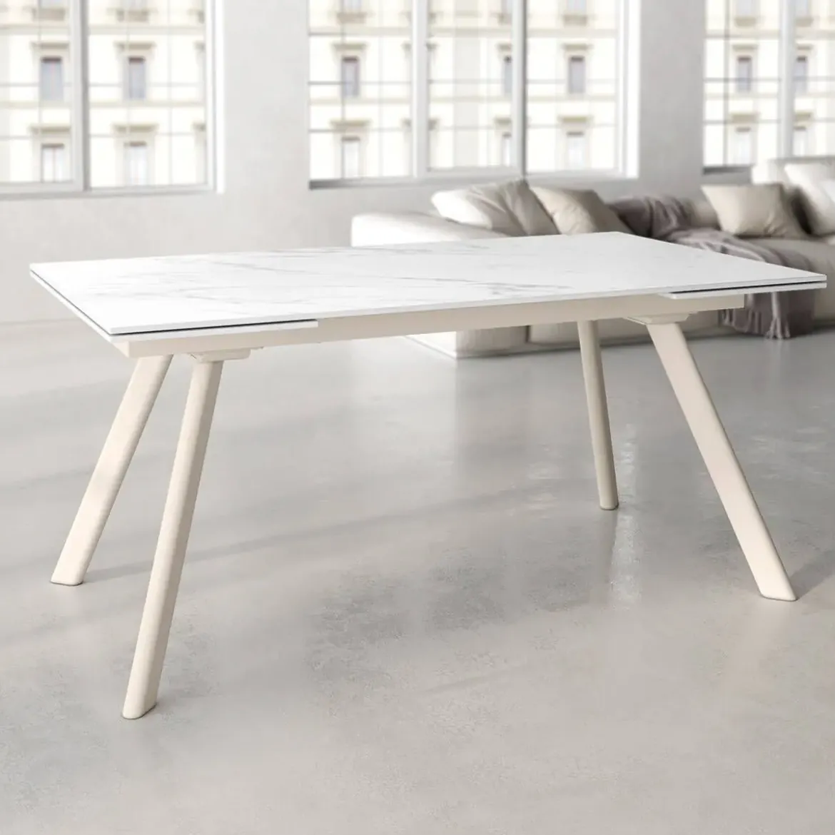 Mesa de Comedor Extensible con Estructura de Metal Marfil TASMAN