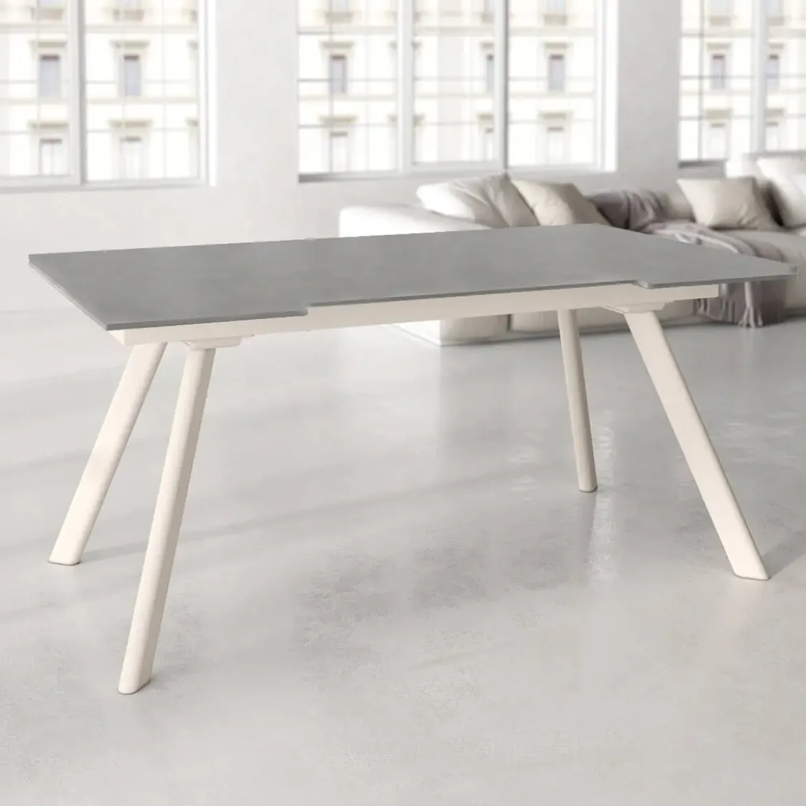 Mesa de Comedor Extensible con Estructura de Metal Marfil TASMAN