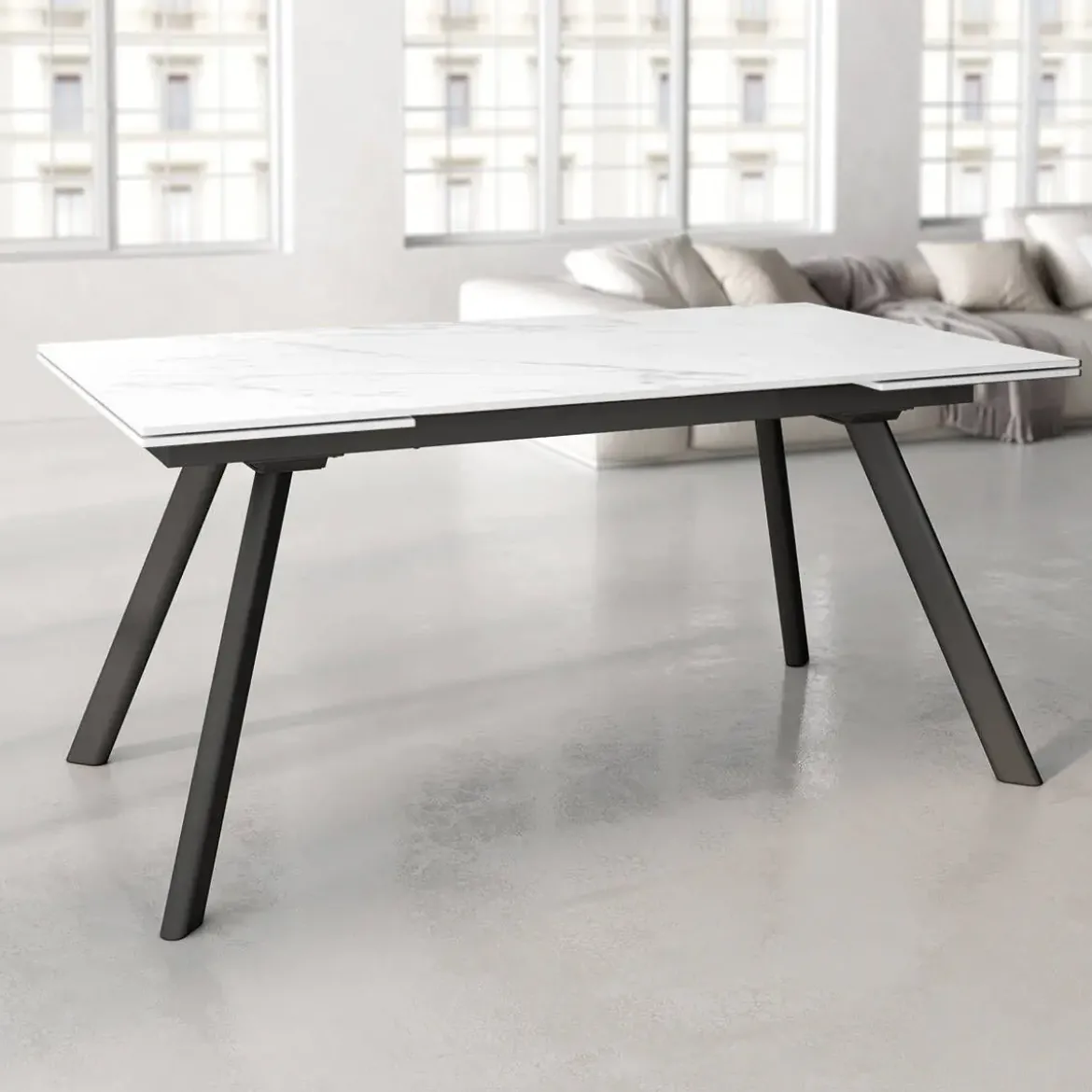 Mesa de Comedor Extensible con Estructura de Metal Negro TASMAN