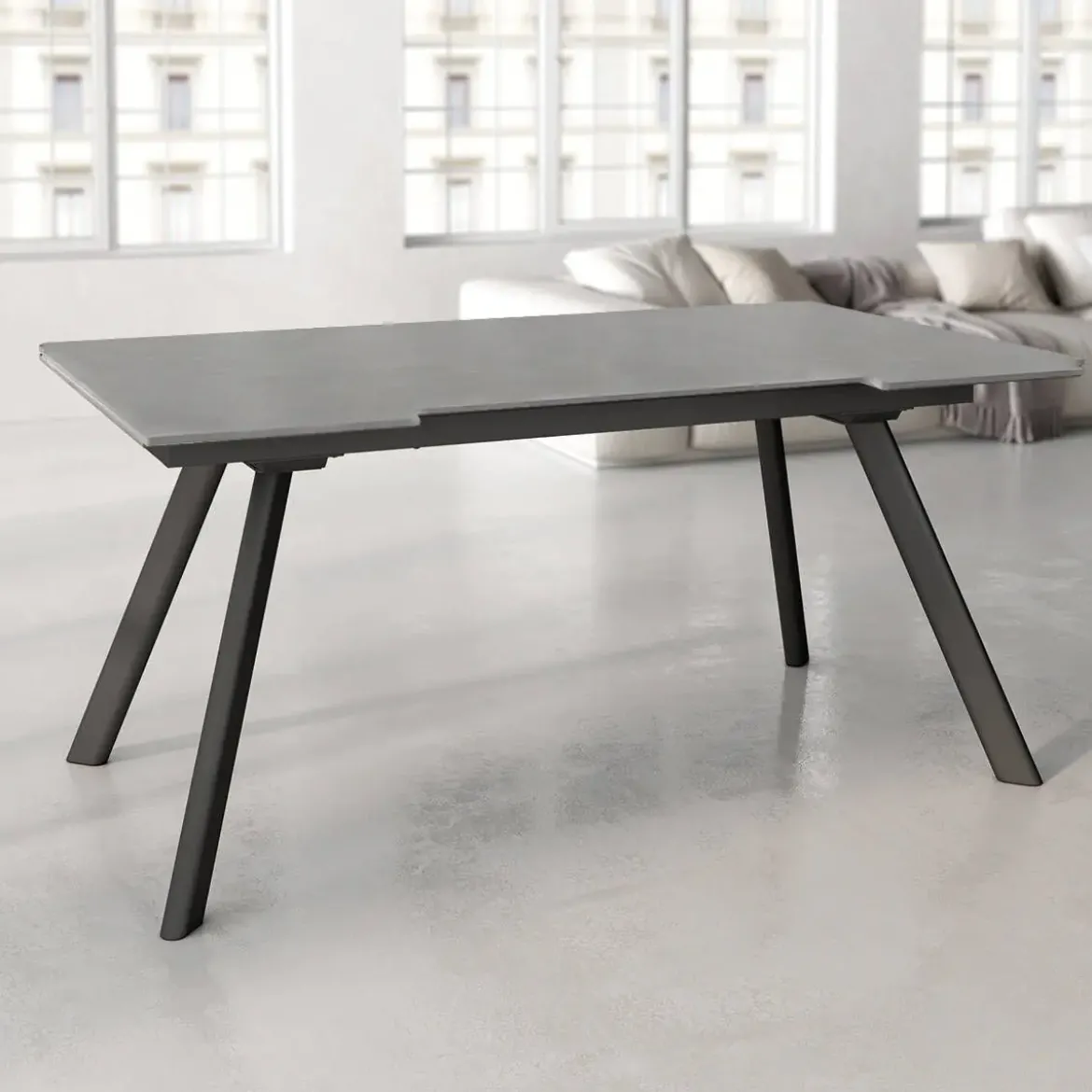 Mesa de Comedor Extensible con Estructura de Metal Negro TASMAN