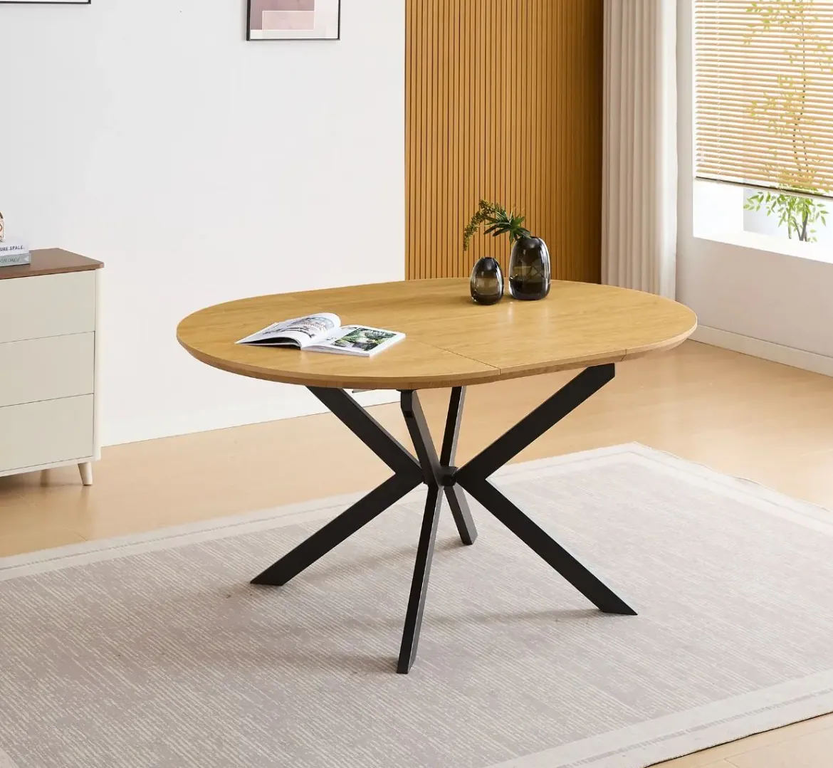 Mesa de Comedor Extensible MDF Negro WINSOR