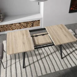Mesa de Comedor Extensible Rectangular con Patas Metálicas Inclinadas M823