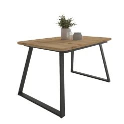 Mesa de Comedor Extensible Rectangular de Melamina con Patas Metálicas Trapecio M822