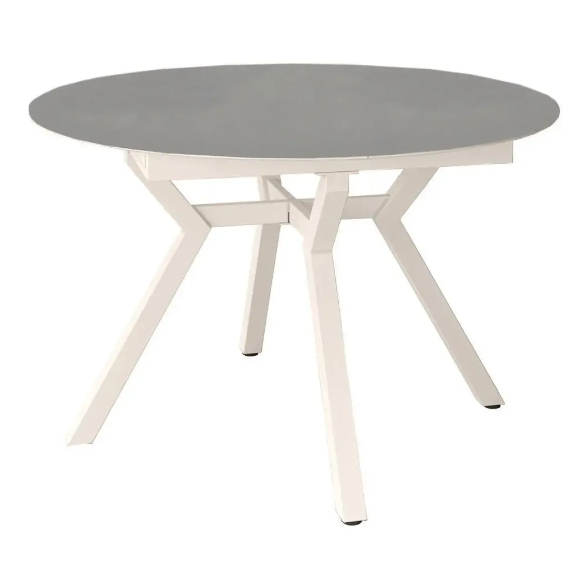 Mesa de Comedor Extensible Redonda 120 cm Marfil con Tablero Porcelánico ROSS