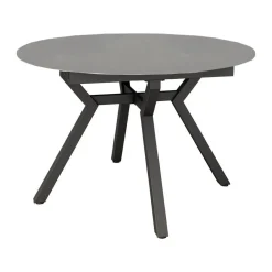 Mesa de Comedor Extensible Redonda 120 cm Negra con Tablero Porcelánico ROSS