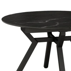 Mesa de Comedor Extensible Redonda 120 cm Negra con Tablero Porcelánico ROSS