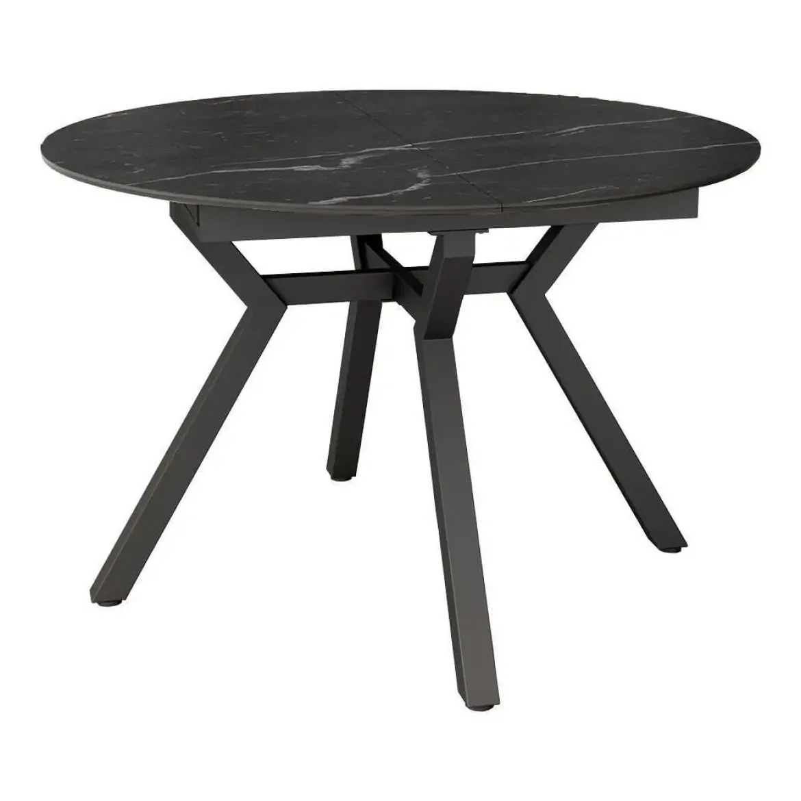 Mesa de Comedor Extensible Redonda 120 cm Negra con Tablero Porcelánico ROSS